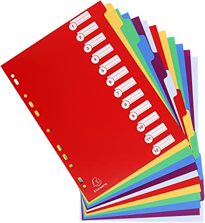 Jeux de 12 intercalaires en carton format 21×29,7 cm